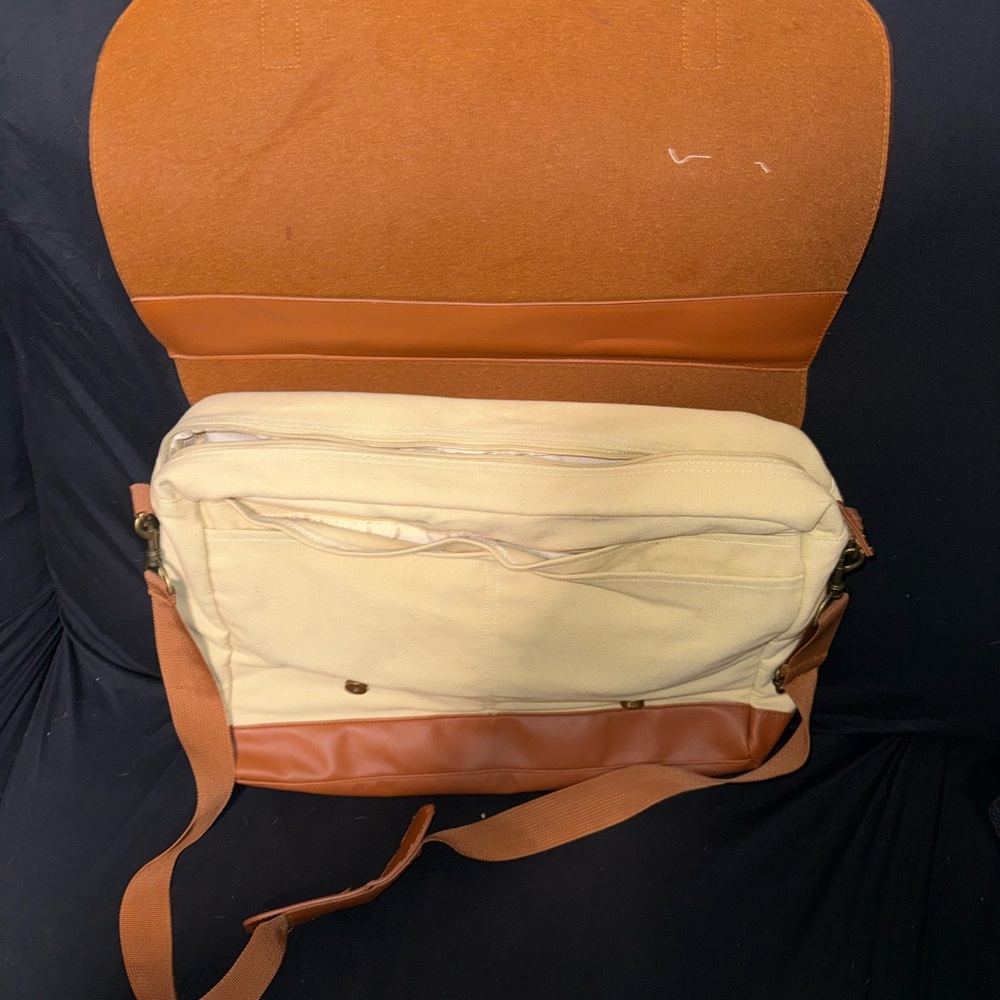 Tan and Cream Men's Bag